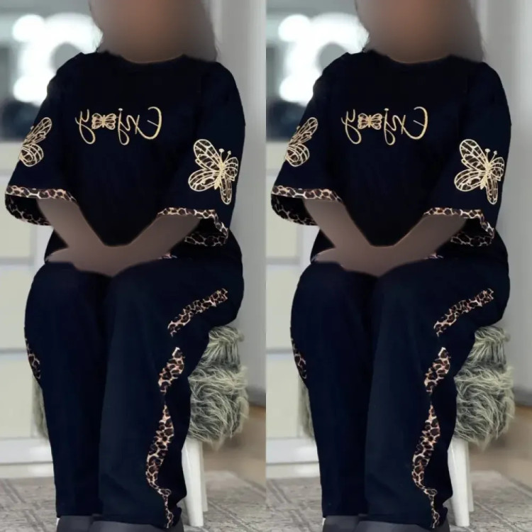 ست لباس زنانه مدل گیلدا جنس پنبه گلکسی رنگ مشکی فری سایز