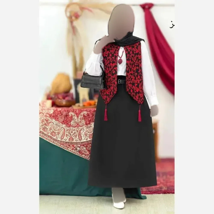 ژیله گلبهار جنس تافته سوزن دوزی فری سایز