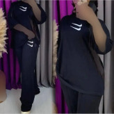ست تارا اسپان گلکسی مشکی فری سایز 38 تا 46 قد تیشرت 68 سانت دور سینه 106 سانت
