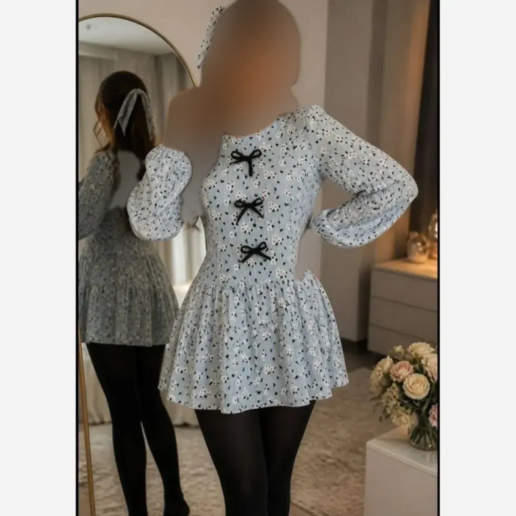 تونیک مانتویی گل گچی نازگل پایین کلوش فری سایز تا 48