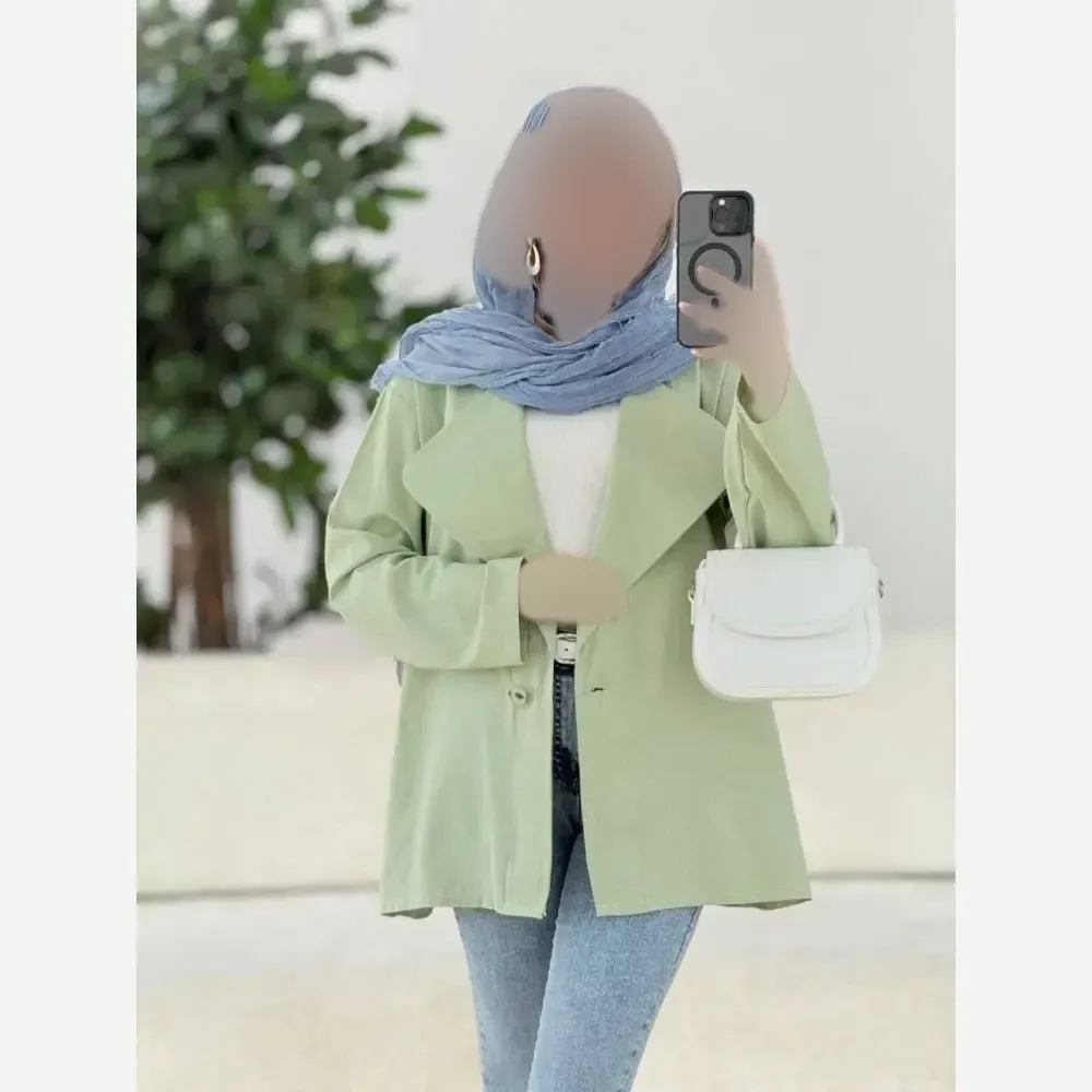 کت یقه انگلیسی لینن زنانه مدل نوشین فری سایز رنگی