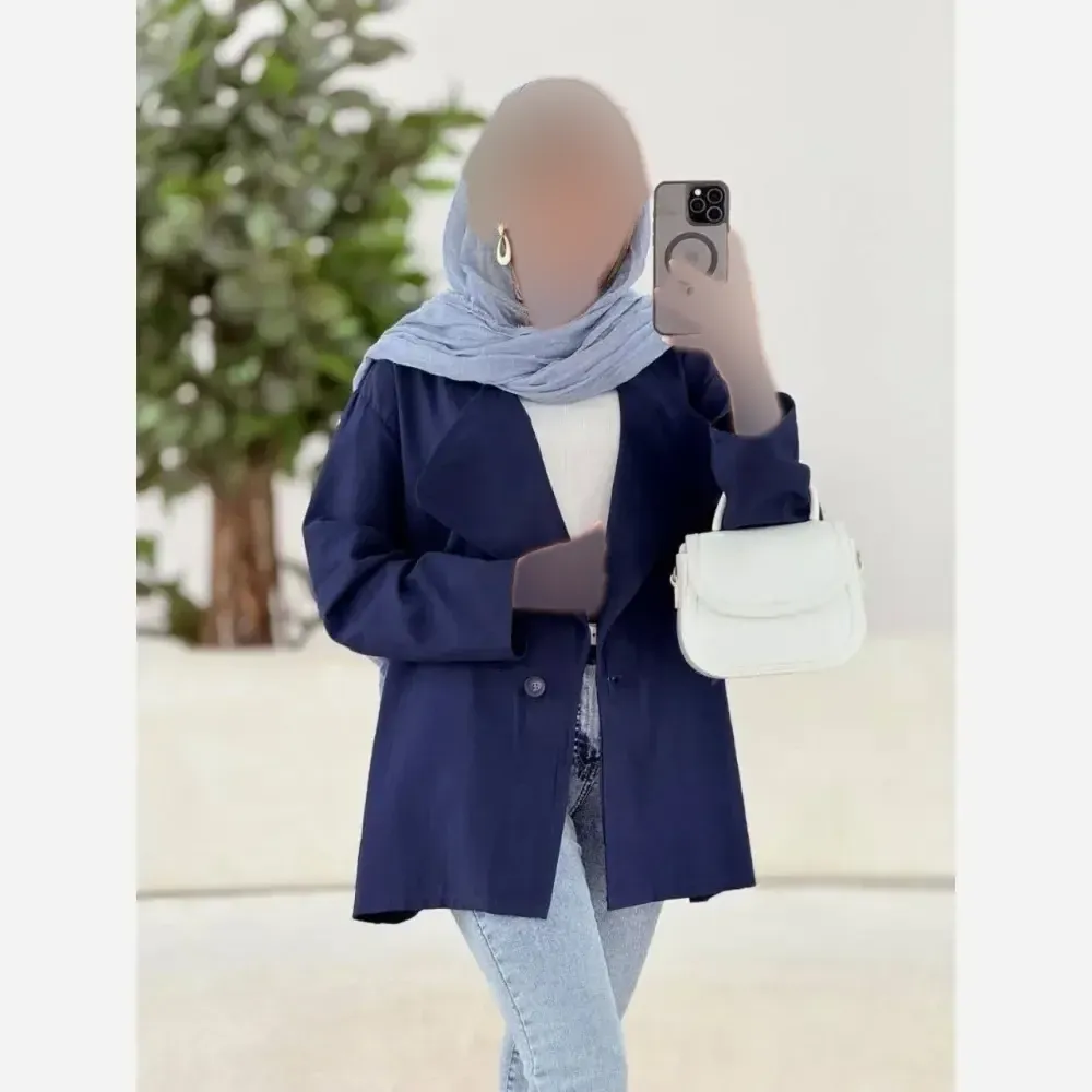کت یقه انگلیسی لینن زنانه مدل نوشین فری سایز رنگی