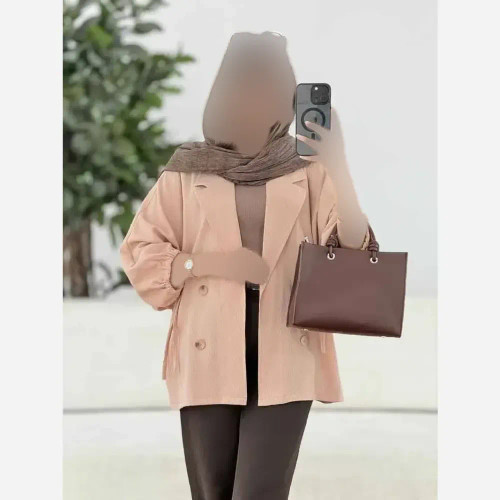 کت آستین بندی لنین شسته شده اعلا فری سایز تا 48