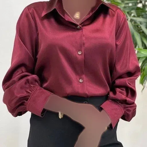 شومیز ساتن مات زنانه و دخترانه فری سایز رنگ مشکی و سبز تیره