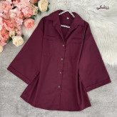 شومیز باکسی جیب دوبل داکرون زنانه در رنگهای کله غازی، زرشکی، آبی، کاربنی و سایزهای 1 و 2