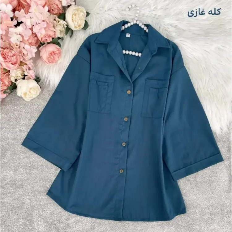 شومیز باکسی جیب دوبل داکرون زنانه در رنگهای کله غازی، زرشکی، آبی، کاربنی و سایزهای 1 و 2
