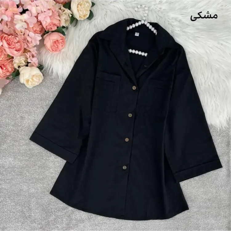 شومیز باکسی جیب دوبل داکرون زنانه در رنگهای کله غازی، زرشکی، آبی، کاربنی و سایزهای 1 و 2