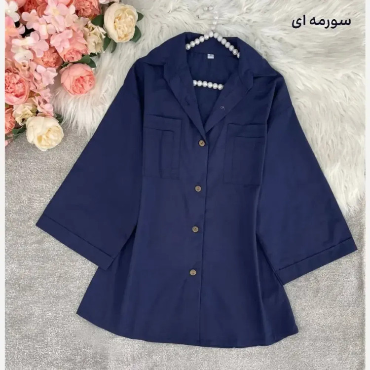 شومیز باکسی جیب دوبل داکرون زنانه در رنگهای کله غازی، زرشکی، آبی، کاربنی و سایزهای 1 و 2