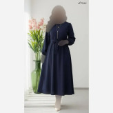 پیراهن بلند زنانه جنس اطلس کمربنددار سایز فری تا 48