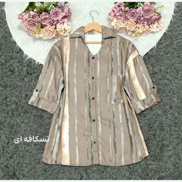 مانتو نسیم 277 بوگاتی درجه یک نسکافه ای فری سایز (38-46) قد 73