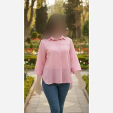شومیز بغل دکمه لیندا جنس شیشه ای درجه یک فری سایز 38 تا 46