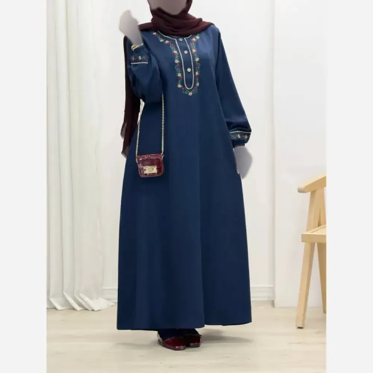 کفتان گلی لینن و گلدوزی سایز فری سایز رنگ مشکی و سرمه ای