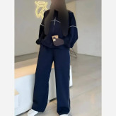 ست سویشرت و شلوار زنانه مدل مستانه جنس مازراتی رنگ مشکی و سورمه ای و شکلاتی سایز فری 36 تا 46