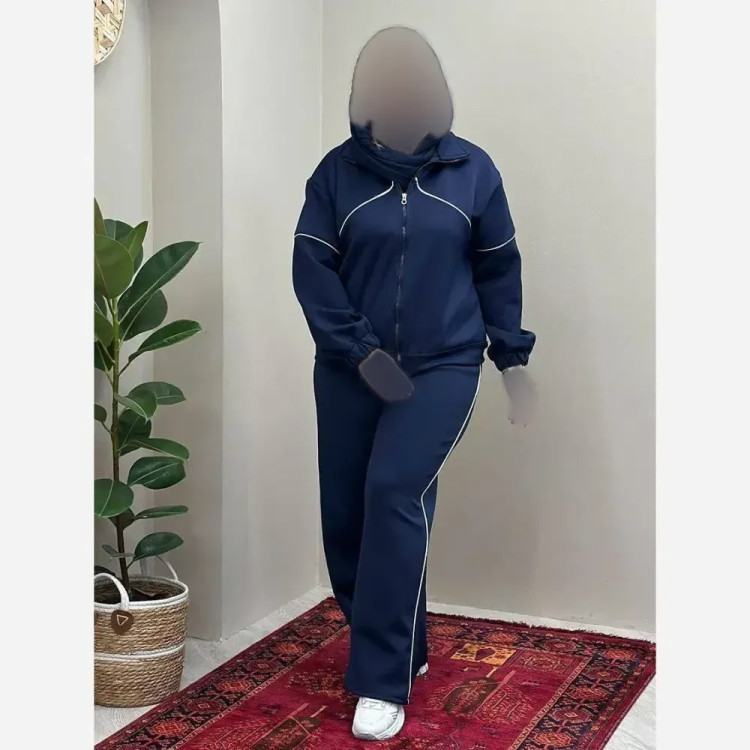 ست سویشرت و شلوار زنانه مدل مستانه جنس مازراتی رنگ مشکی و سورمه ای و شکلاتی سایز فری 36 تا 46