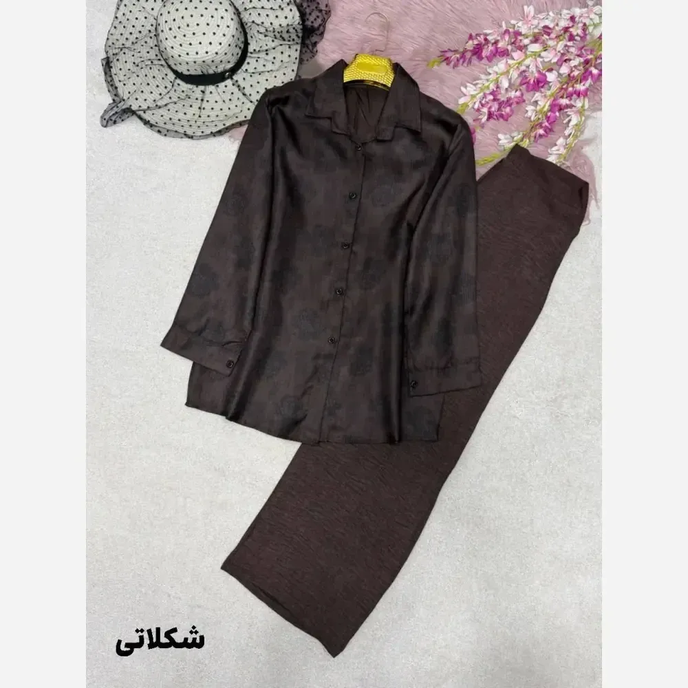 ست شومیز و شلوار زنانه جنس شانتون فری سایز
