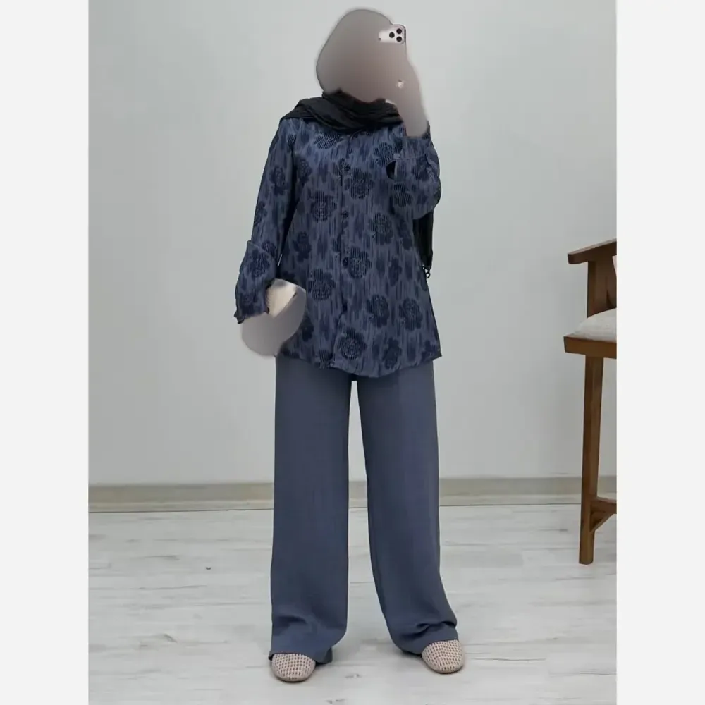 ست شومیز و شلوار شانتون زنانه فری سایز