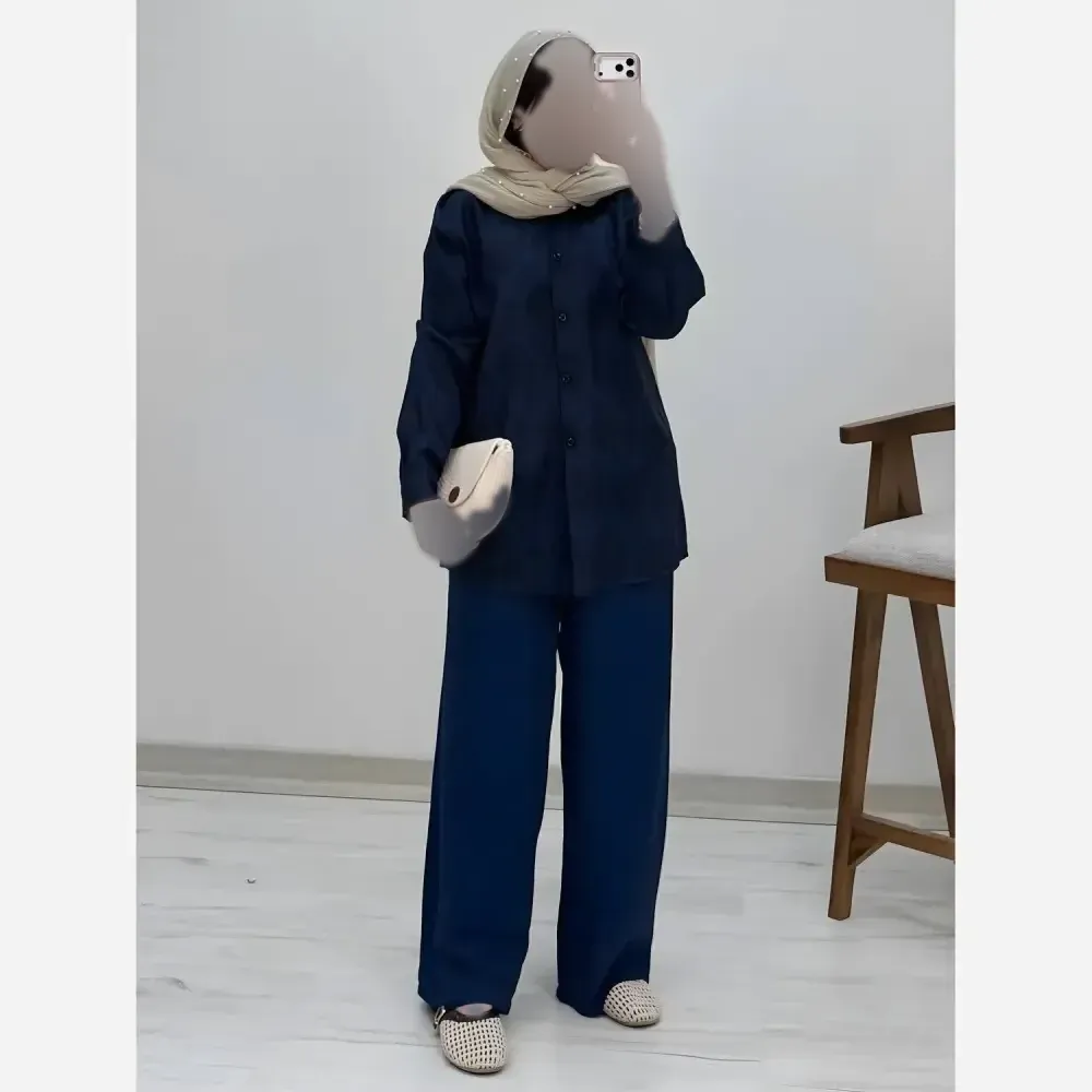 ست شومیز و شلوار شانتون زنانه فری سایز