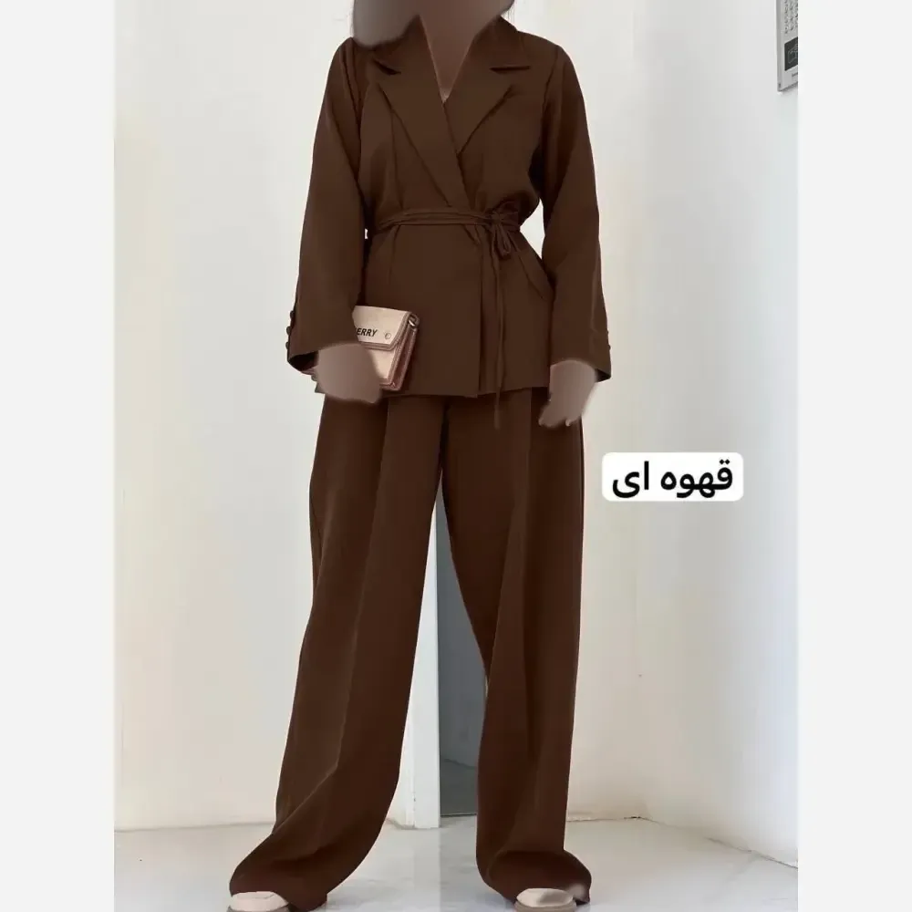 ست کت و شلوار زنانه جنس کتان کشی اعلا فری سایز 38 تا 46