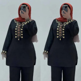 ست تونیک شلوار گلدوزی شده شانتون فری سایز