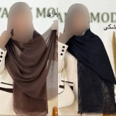شال دور ریش پلیسه لمه دار نسکافه ای ابعاد 75 در 175 سانتیمتر