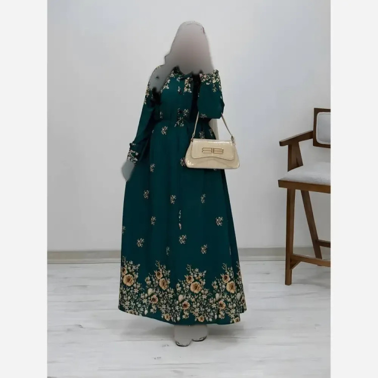 پیراهن ساحلی زنانه کرپ بوگاتی طرح رز سایز فری 38 تا 46