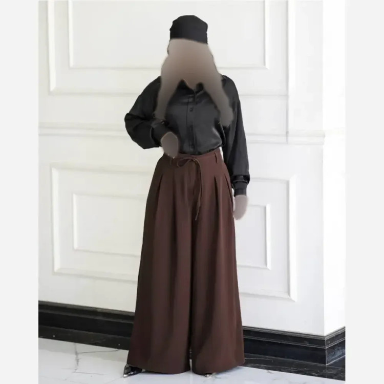 شلوار فول بگ ریزشی کرپ مورگان درجه یک زنانه