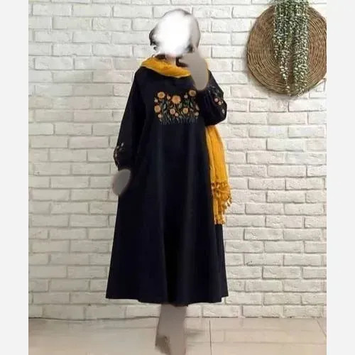 کفتان مخمل کبریتی آفتابگردان مشکی فری سایز