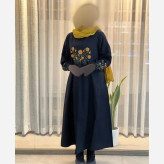 کفتان مخمل کبریتی آفتابگردان مشکی فری سایز