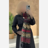 شال مصری نخ سانسفور ابعاد 182*70 فری سایز رنگبندی سرمه، زرشکی، کرم نارنجی، طوسی نارنجی