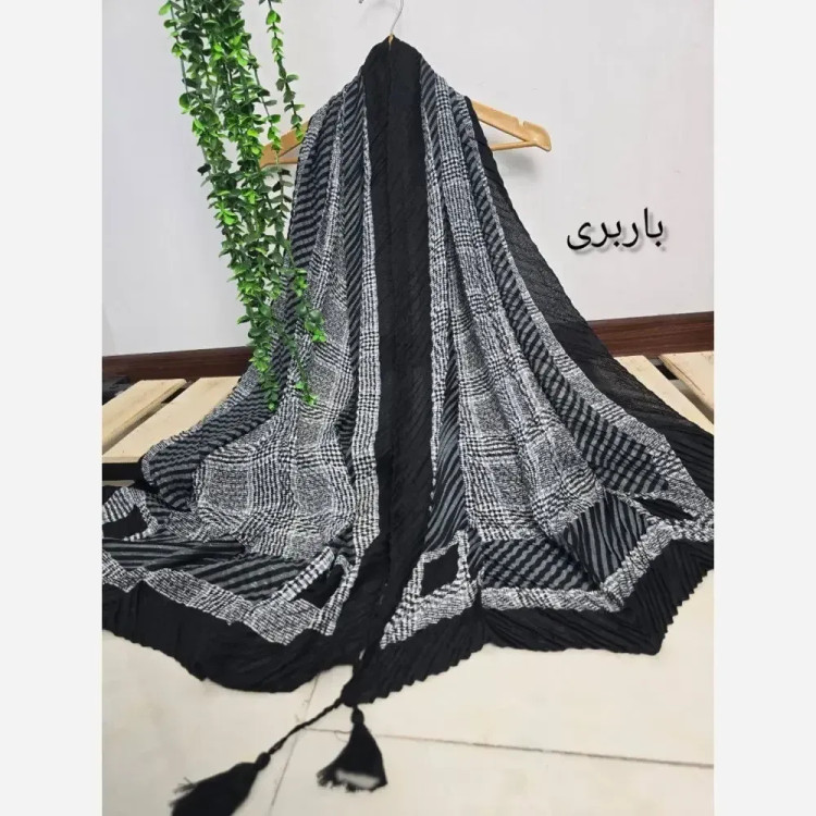 شال پلیسه ژاکارد کالکشن بهار ابعاد 51*200 زنانه رنگبندی متنوع