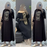 مانتو مدل دلارام شانتون مشکی فری سایز 38 تا 46 چاکدار قد 120