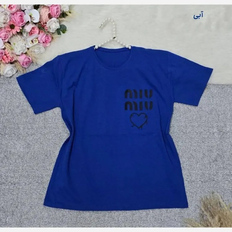تیشرت باکسی زنانه طرح Miu Miu نخ پنبه اعلا فری سایز تا 44
