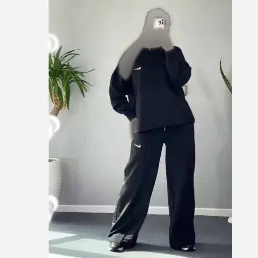 ست بلوز و شلوار پنبه توکرکی زنانه فری سایز مشکی