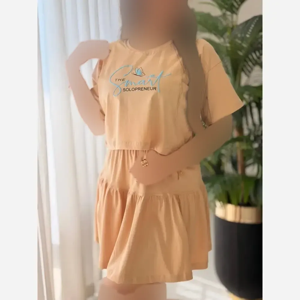 ست کراپ و دامن مدل ساشا جنس پنبه درجه یک سایز فری 36 تا 46