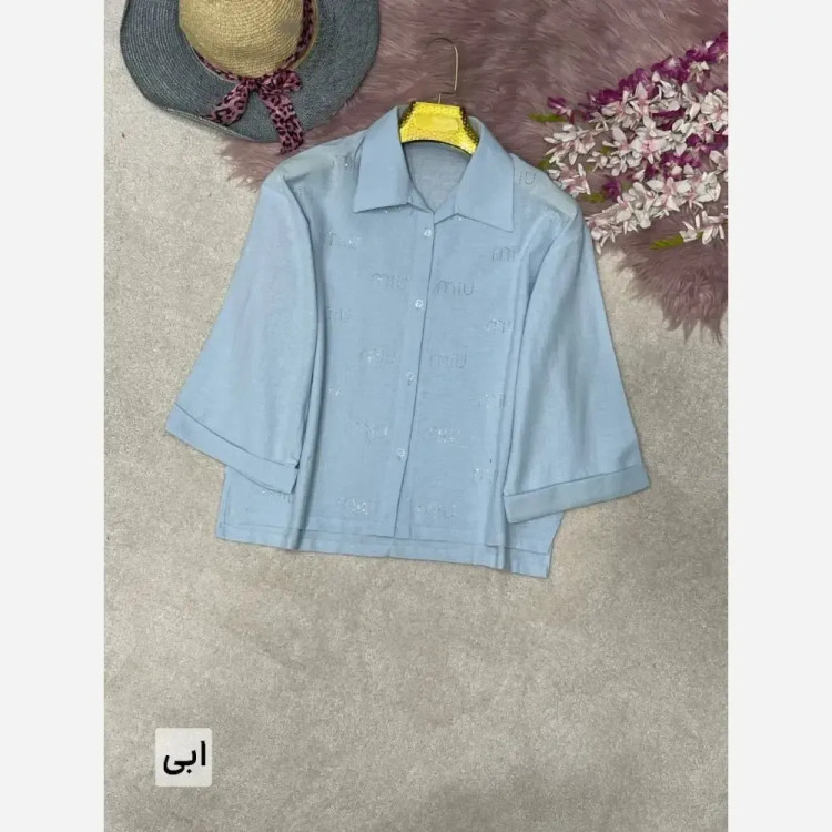 شومیز لنین نگین کوبی شده زنانه فری سایز 38 تا 46 در رنگ بندی متنوع