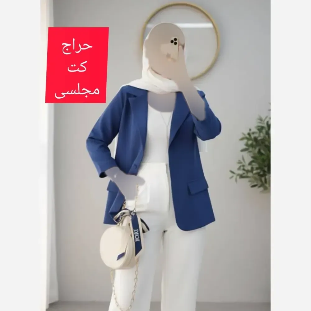کت مازراتی آبی تیره سایز 44 جلو باز قد 57 قد آستین 47