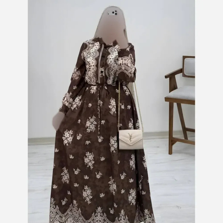 پیراهن ساحلی زنانه زنبق فلورنخ درجه یک فری سایز مشکی سورمه ای نسکافه ای کله غازی