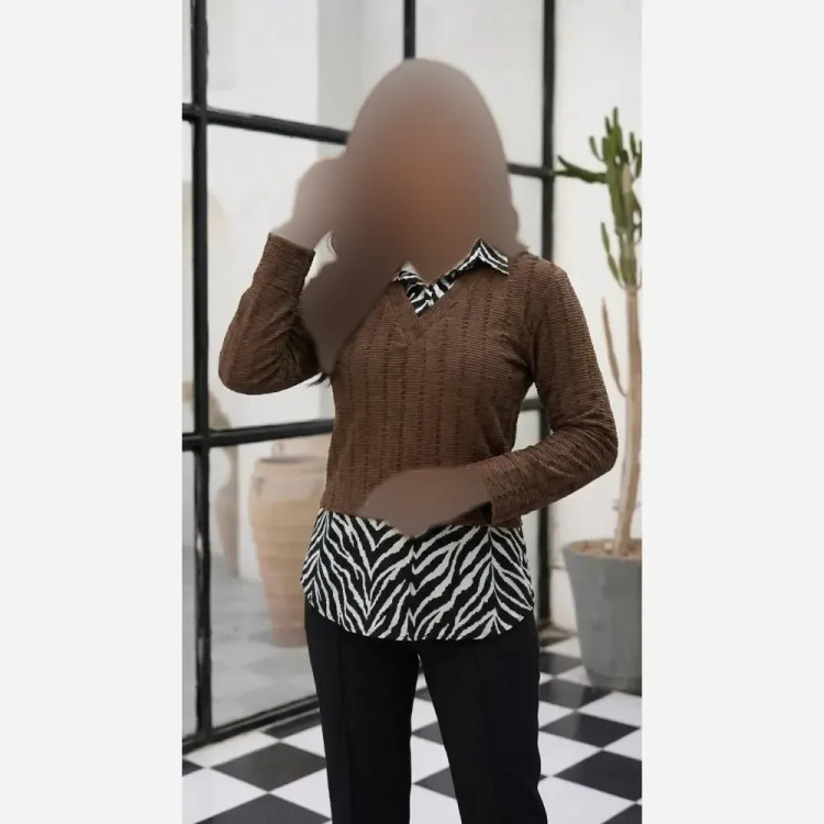 خرید تونیک زنانه ترکیبی الیزه و السا مدل شبنم رنگ بندی متنوع سایز 1 و 2