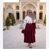 ست سه تیکه قلبی شومیز بوگاتی دامن کتان اعلا فری سایز