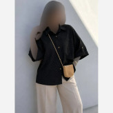 مانتو باکسی ینزی فول نگین زنانه فری سایز تا 48 رنگ مشکی قهوه ای موکا آبی سرمه ای