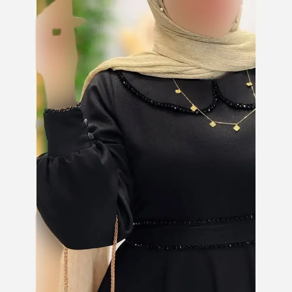 پیراهن زنانه الیزه مشکی طرح کریستال فری سایز 38 تا 46