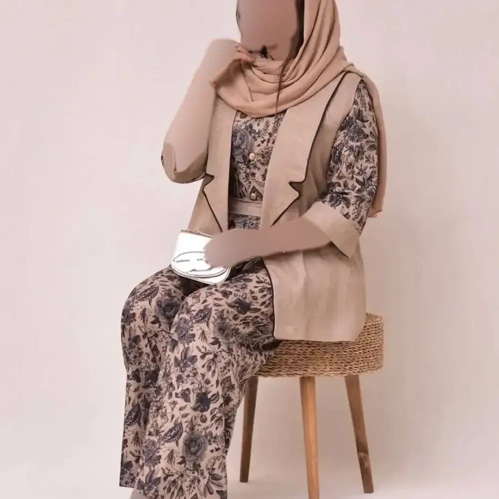 ست کت و اورال لینن نچرال آپامه سایز 38 تا 46