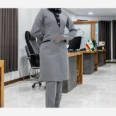 ست مانتو شلوار پرشیا دیپلمات صبا مدل جیب کاربردی سایز بزرگ رنگ مشکی و سرمه ای