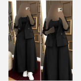 ست کت و شلوار پاییزه زنانه سوپر مازراتی رنگ مشکی و دودی سایز فری 38 تا 46