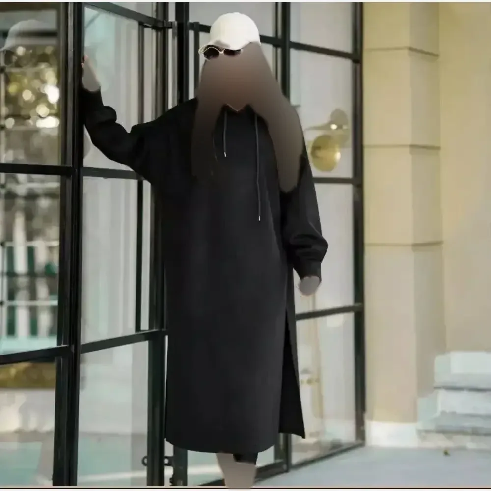 هودی زنانه مدل لندو دورس تو کرکی ضخیم کلاهدار رنگ مشکی