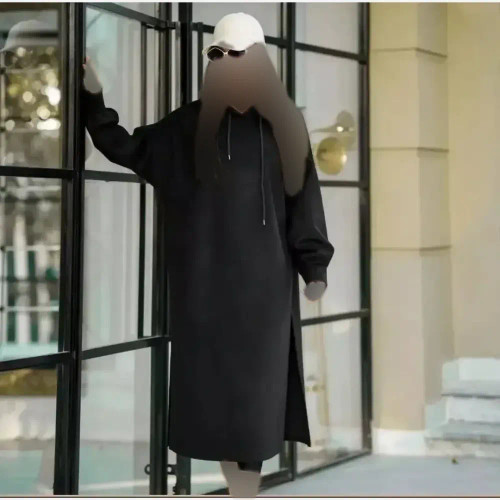 هودی زنانه مدل لندو دورس تو کرکی ضخیم کلاهدار رنگ مشکی