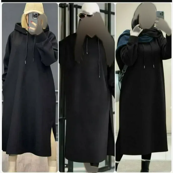 هودی زنانه مدل لندو دورس تو کرکی ضخیم کلاهدار رنگ مشکی