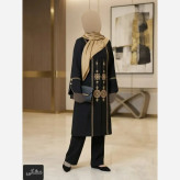 مانتو گلدوزی شده مدل آوا پارچه شانتون اسلپ درجه یک