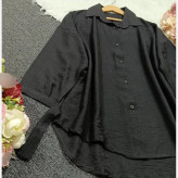 شومیز مانتویی مشکی جنس کرسپو درجه یک مچ گره ای سایز فری سایز 38 تا 48