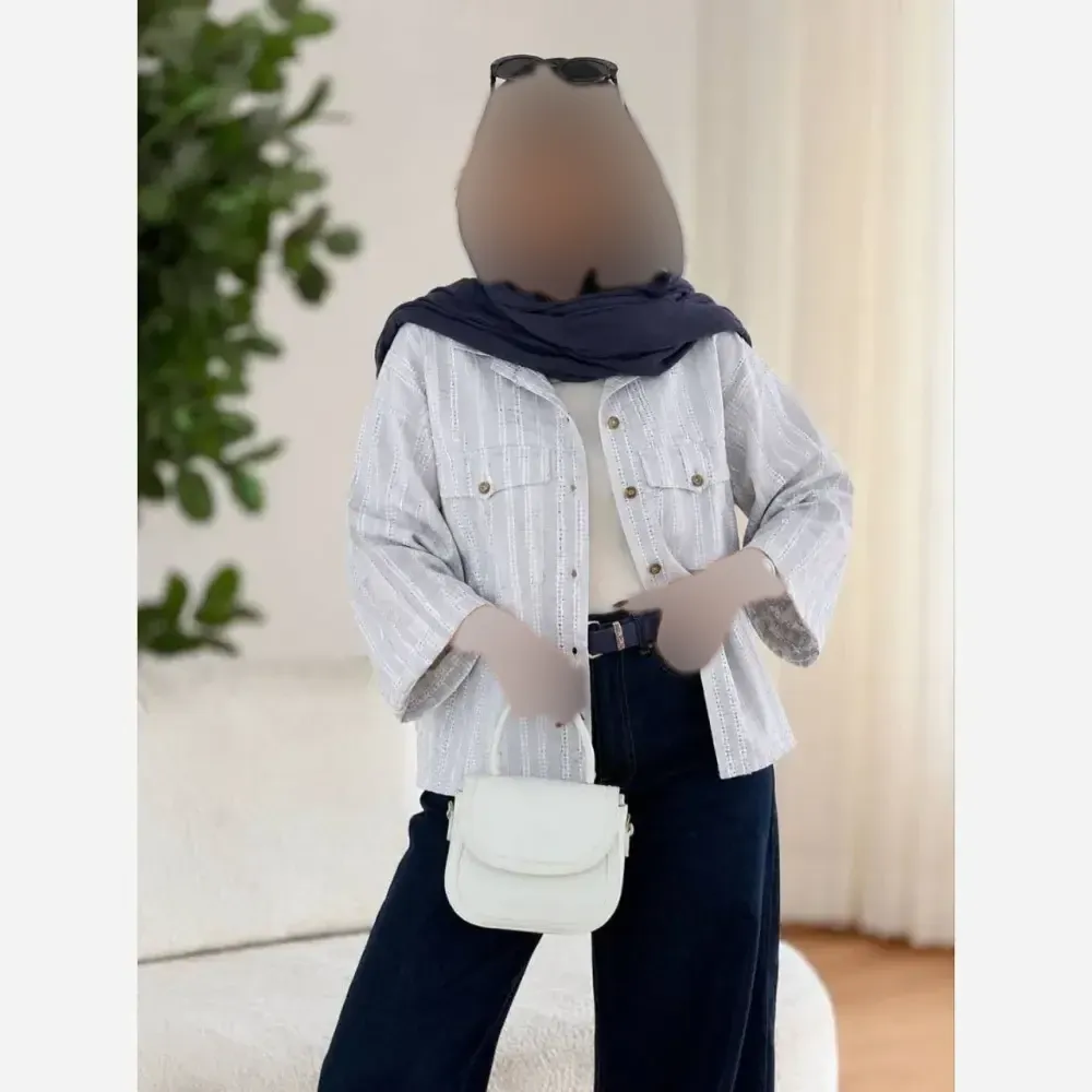 شومیز کوک دوزی پرنیا فری سایز کرم و نسکافه ای